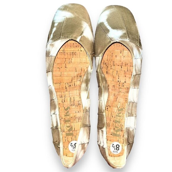 Korks NEW Palmer Cushioned Ballet Flats Khaki Green and White Tie Dye Size 8.5 - Picture 1 of 11